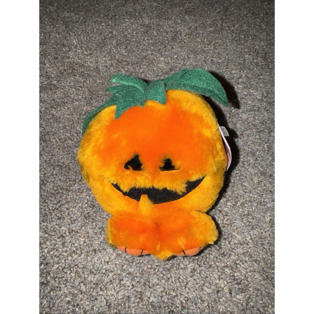 Swibco Puffkins Gourdy Jack O Lantern Plush Pumpkin Beanbag Vtg 90s 5” Halloween